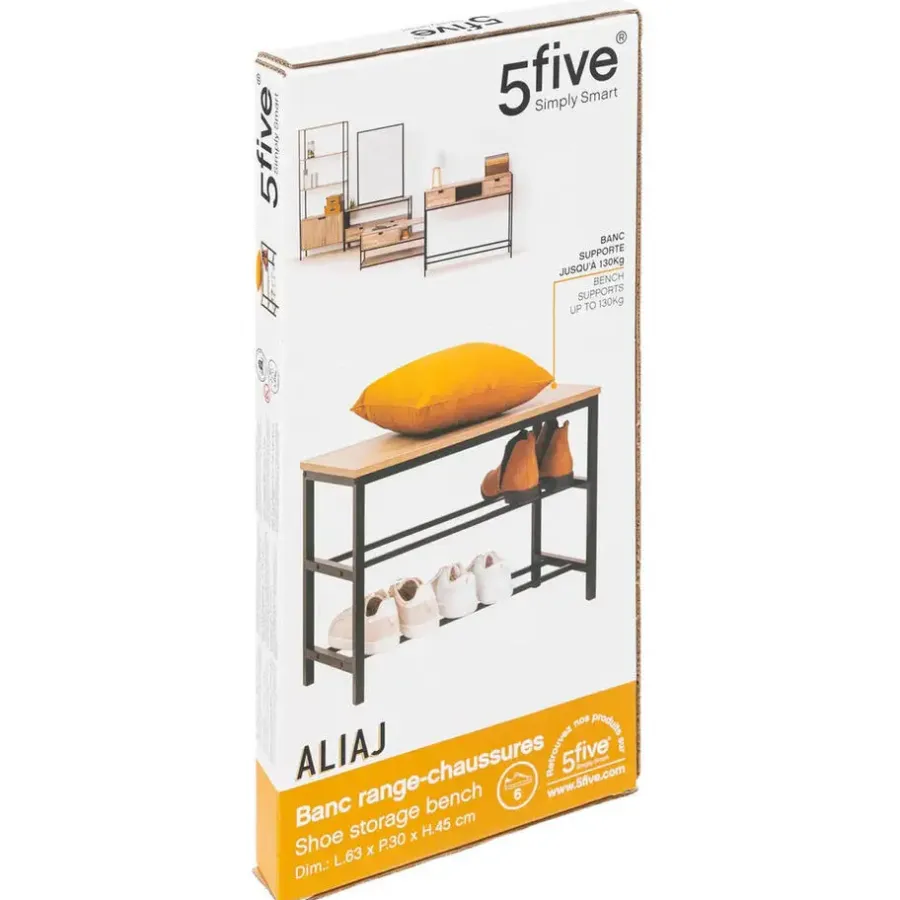 5five Schoenenrek/kastje - zwart/bruin - 6 paar schoenen - metaal