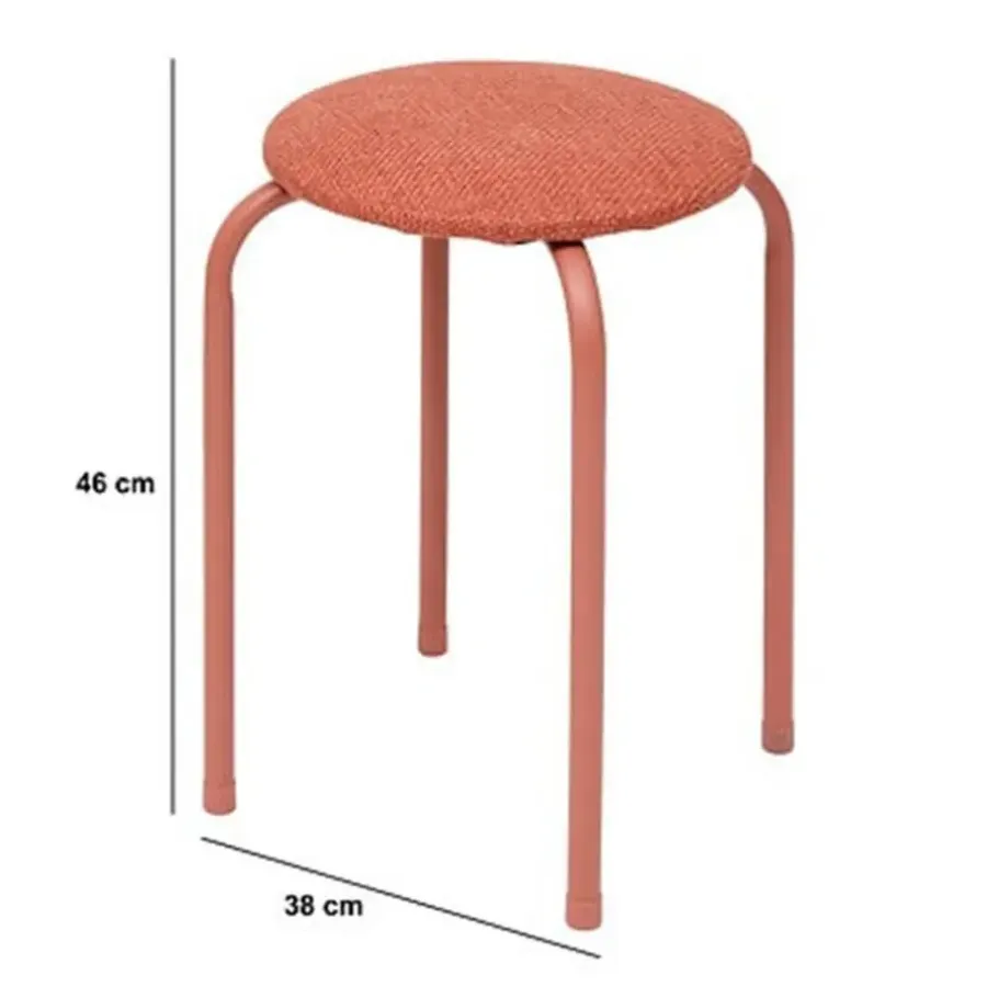 Krukjes-5five Stapelbaar zit krukje - metaal/polyester - roze