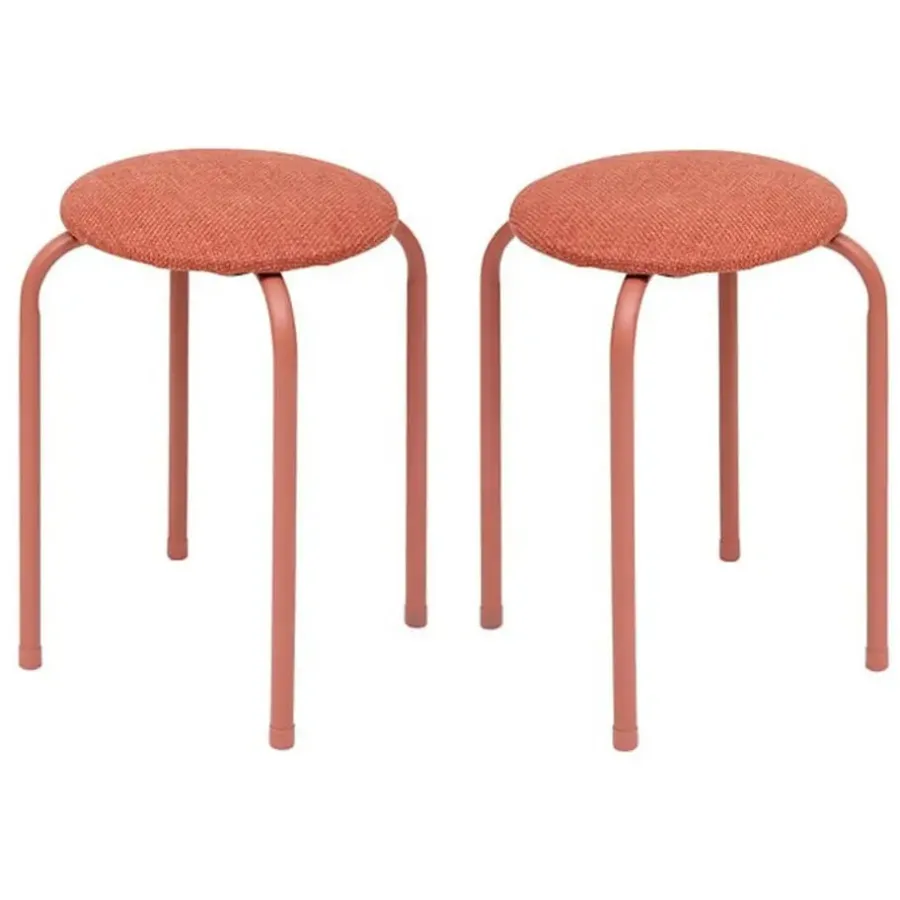 Krukjes-5five Stapelbaar zit krukje - metaal/polyester - roze