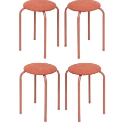 Krukjes-5five Stapelbaar zit krukje - metaal/polyester - roze