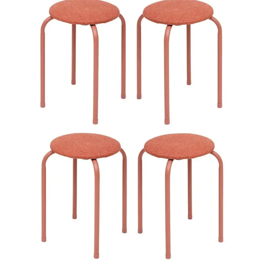 Krukjes-5five Stapelbaar zit krukje - metaal/polyester - roze