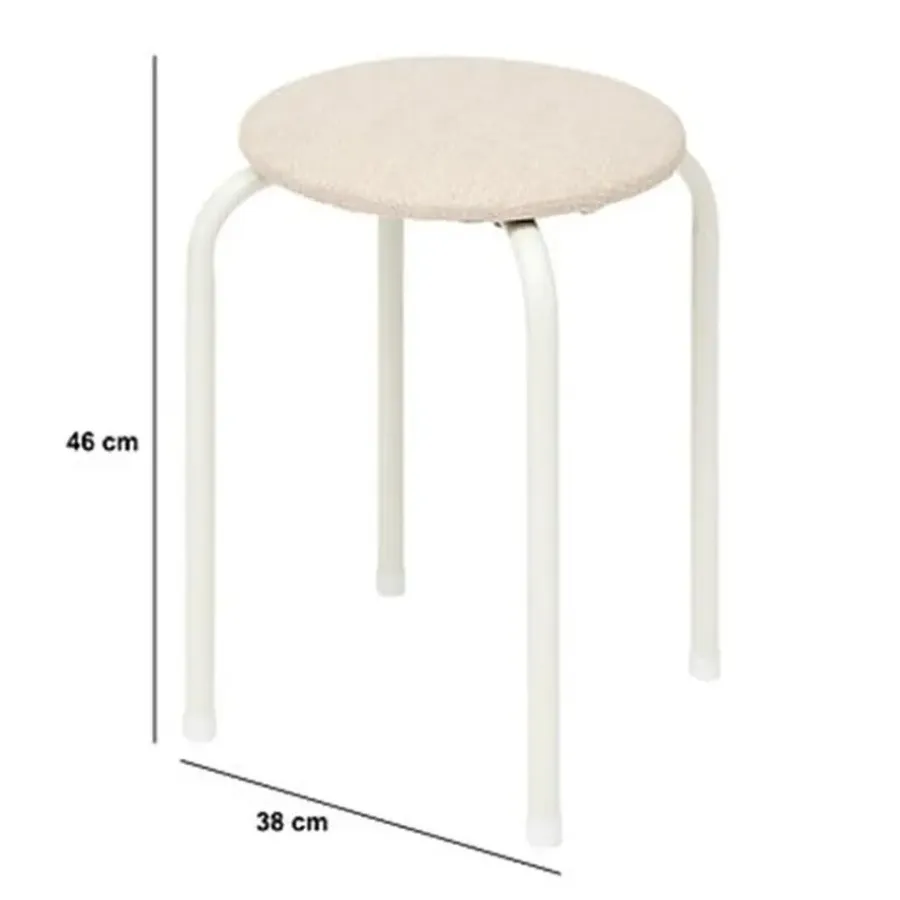 Krukjes-5five Stapelbaar zit krukje - metaal/polyester - wit