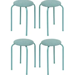 Krukjes-5five Stapelbaar zit krukje - metaal/polyester - blauw