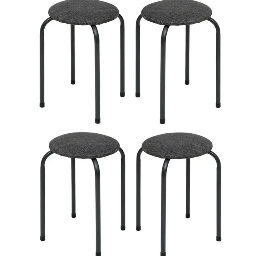 Krukjes-5five Stapelbaar zit krukje - metaal/polyester - antraciet