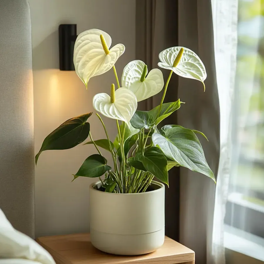 Plant in a Box Flamingoplant - Anthurium 'Alpine White' - Hoogte 40-55cm - ø14cm