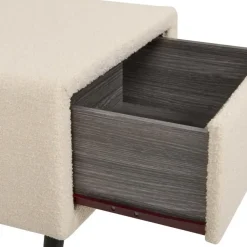 Nachtkastjes|Nachtkastjes-Beliani FLAYAT - Nachtkastje - Beige - Bouclé