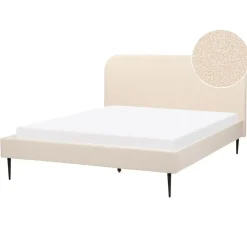 2-Persoons Bedden-Beliani FLAYAT - Tweepersoonsbed - Beige - 160 x 200 cm - Bouclé