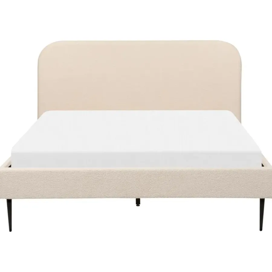 2-Persoons Bedden-Beliani FLAYAT - Tweepersoonsbed - Beige - 160 x 200 cm - Bouclé