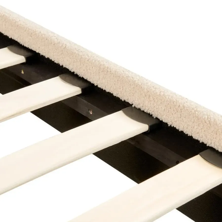 2-Persoons Bedden-Beliani FLAYAT - Tweepersoonsbed - Beige - 160 x 200 cm - Bouclé