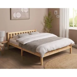 Beliani FLORAC - Bed - Lichthout - 140 x 200 cm - Dennenhout