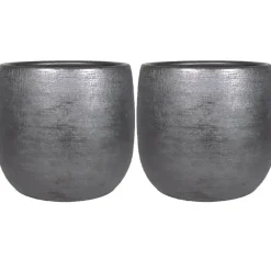 Floran Plantenpot Mira - keramiek - zwart - 18 x 16 cm