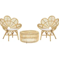 Beliani FLORENTINE / LIMNI - Bistroset voor 2 - Natuurlijk - Rotan