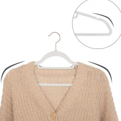Merkloos Fluwelen kledinghangers, Set van 50, Antislip, Wit en Rosé Goud