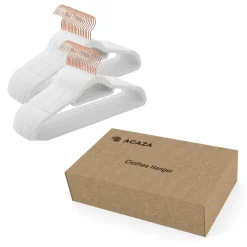 Merkloos Fluwelen kledinghangers, Set van 50, Antislip, Wit en Rosé Goud