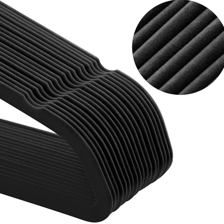 Merkloos Fluwelen Kleerhanger, 50 stuks, Anti-slip, 45 cm lang, Zwart en Rosé Goud