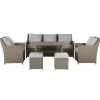 Loungesets-Beliani FONTI - Loungeset voor 5 - Natuurlijk - PE rotan