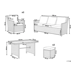 Loungesets-Beliani FONTI - Loungeset voor 5 - Natuurlijk - PE rotan