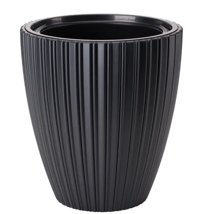 Bloempotten-Form Plastic Plantenpot - kunststof - antraciet - D30 x H32 cm