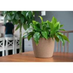 Bloempotten-Form Plastic Plantenpot - kunststof - donkergroen - D23 x H20 cm