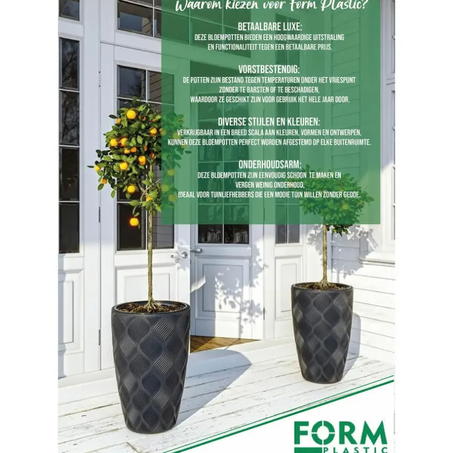 Bloempotten-Form Plastic Plantenpot - kunststof - donkergroen - D23 x H20 cm