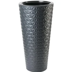 Bloempotten-Form Plastic Plantenpot Diamond - kunststof - antraciet - 30 x 58