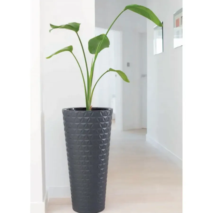 Bloempotten-Form Plastic Plantenpot Diamond - kunststof - antraciet - 30 x 58
