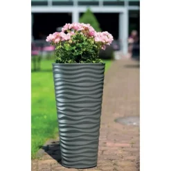 Bloempotten-Form Plastic Plantenpot rond - kunststof - zwart - D40 x H79 cm