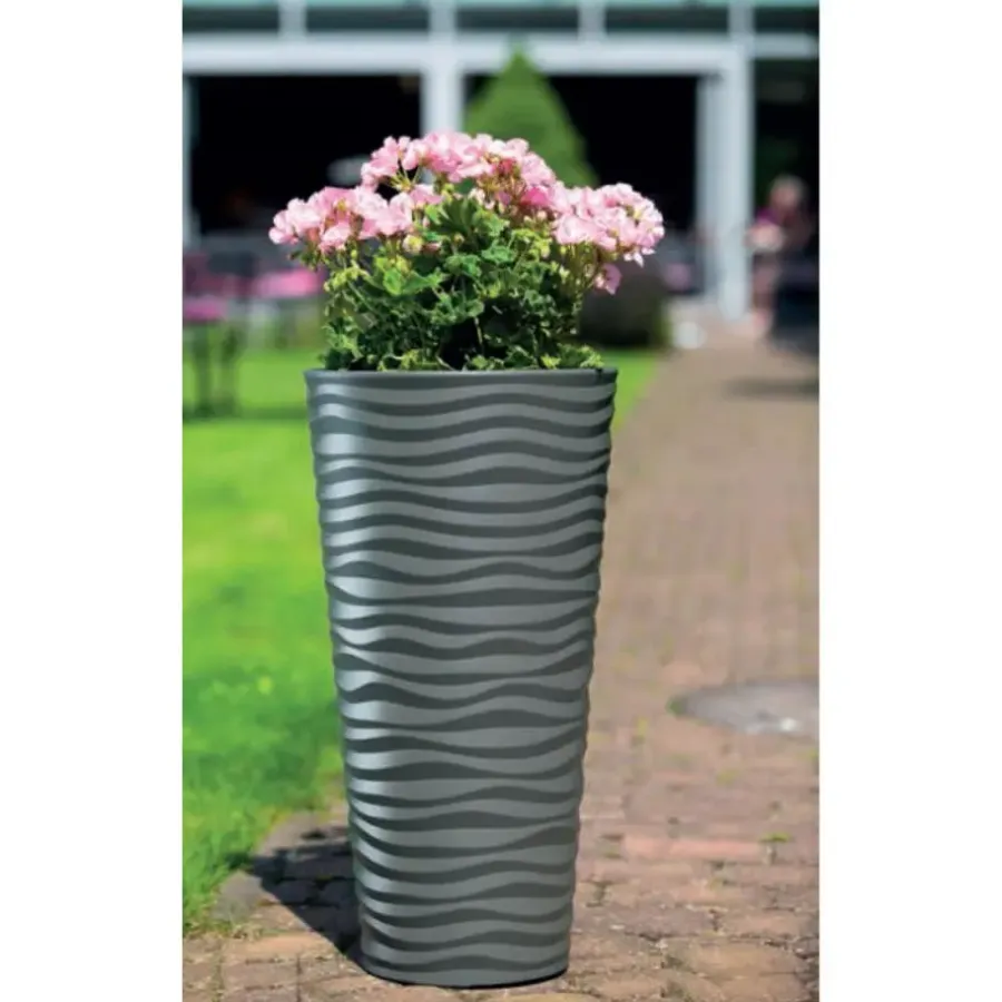 Bloempotten-Form Plastic Plantenpot rond - kunststof - zwart - D35 x H69 cm