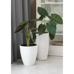 Bloempotten-Form Plastic Plantenpot/bloempot - kunststof - wit - D30 x H32 cm