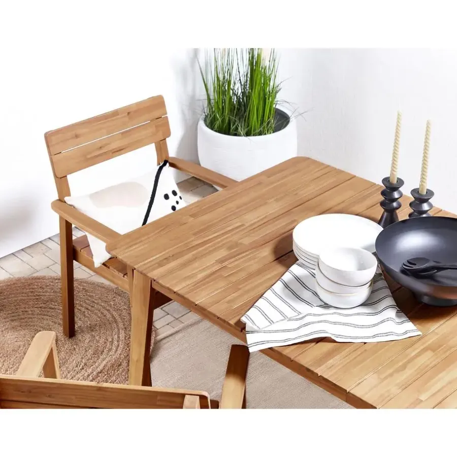Tuinsets-Beliani FORNELLI - Tuinset voor 6 - Lichte houtkleur - Acaciahout