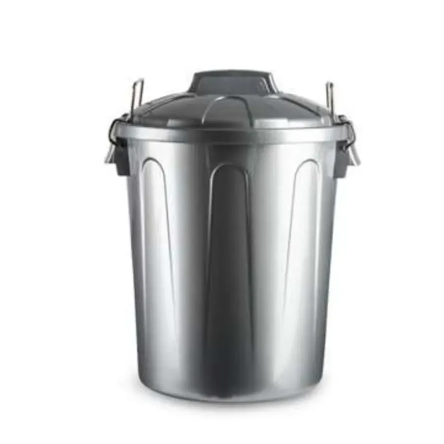 Prullenbakken-Forte Plastics Afvalbak - zilverkleurig - afvalemmer met deksel - 21l