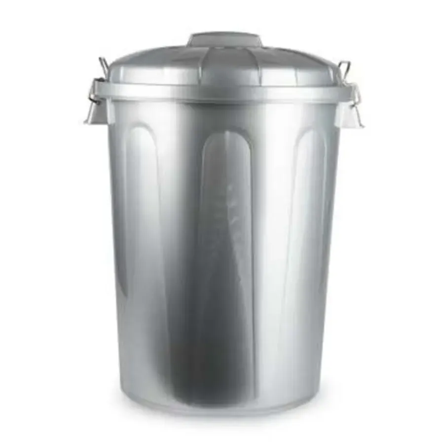 Prullenbakken-Forte Plastics Afvalbak - zilverkleurig - afvalemmer met deksel - 70l