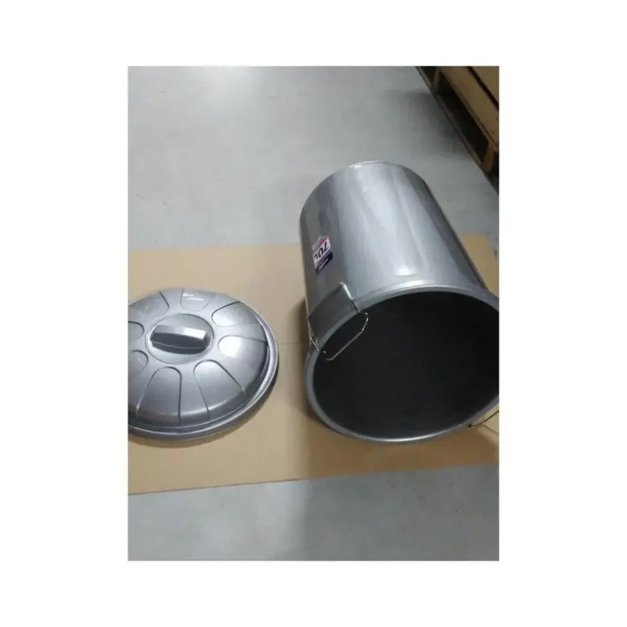 Prullenbakken-Forte Plastics Afvalbak - zilverkleurig - afvalemmer met deksel - 70l
