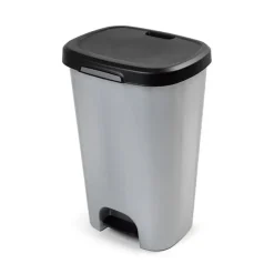 Prullenbakken-Forte Plastics Pedaalemmer - grijs - vuilnisbak met deksel - 50 l