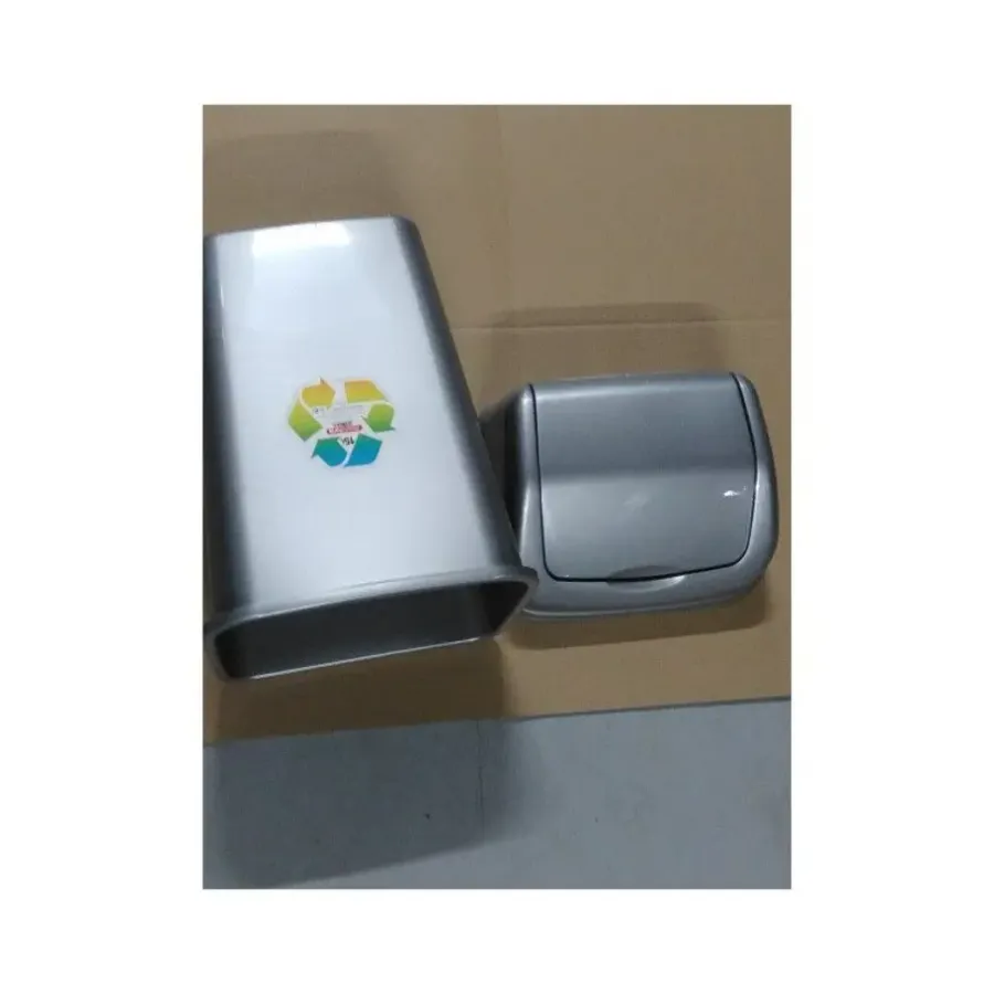 Forte Plastics Prullenbak - zilver - vuilnisbak met deksel - 15 l