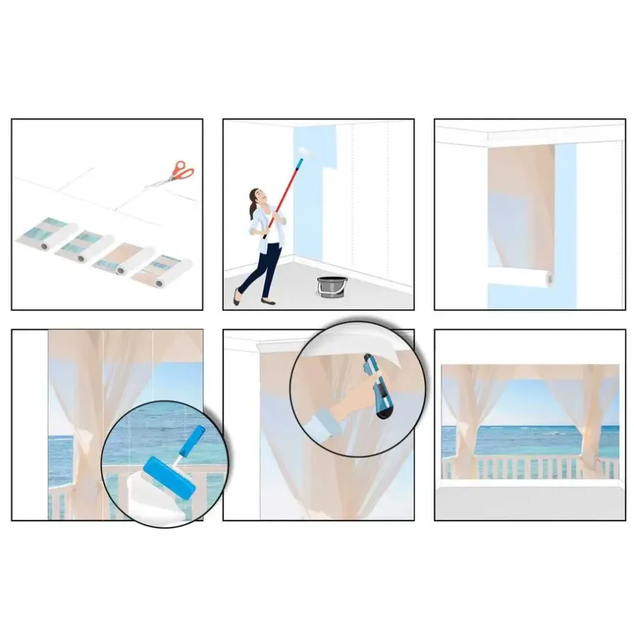 Behang-Reinders Fotobehang Balkon met zeezicht - 260 x 384cm - Blauw