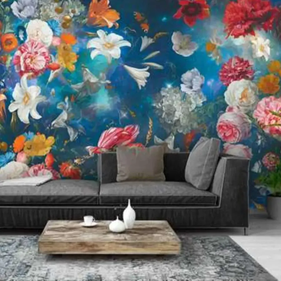 Reinders Fotobehang Bloemenwereld - 260 x 384cm - Blauw