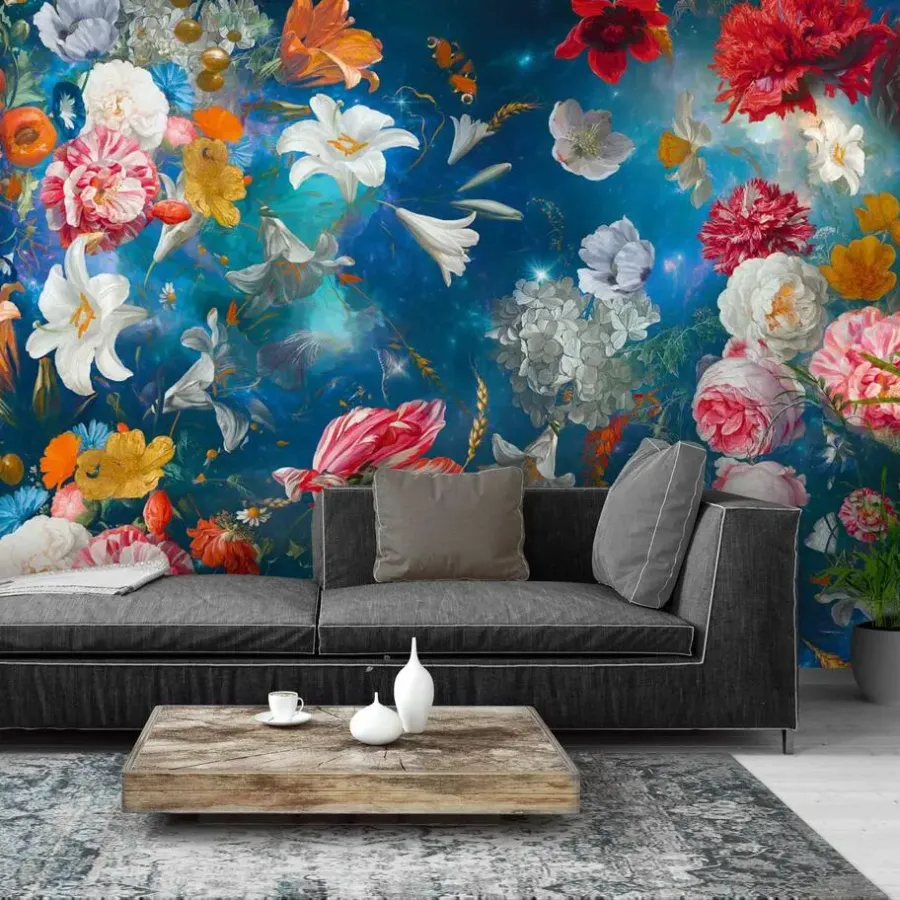 Reinders Fotobehang Bloemenwereld - 260 x 384cm - Blauw