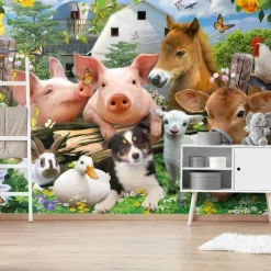 Behang-Reinders Fotobehang Boerderijdieren - 260 x 384cm - Bont