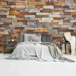 Behang-Reinders Fotobehang Natuurstenen muur - 260 x 384cm - Bruin