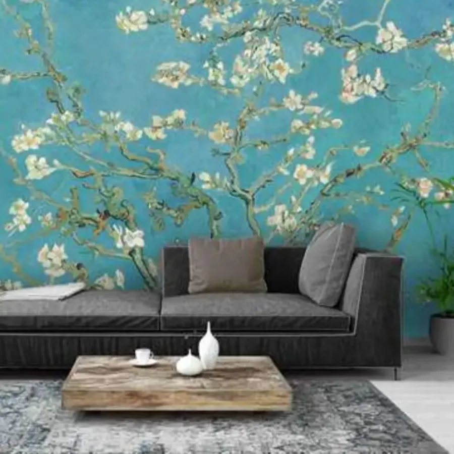 Behang-Reinders Fotobehang Van Gogh Amandelbloesem - 260 x 384cm - Blauw