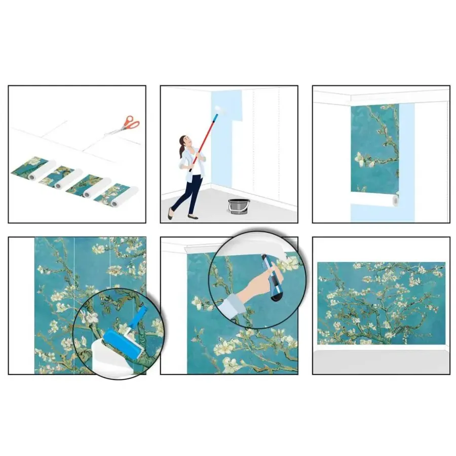 Behang-Reinders Fotobehang Van Gogh Amandelbloesem - 260 x 384cm - Blauw