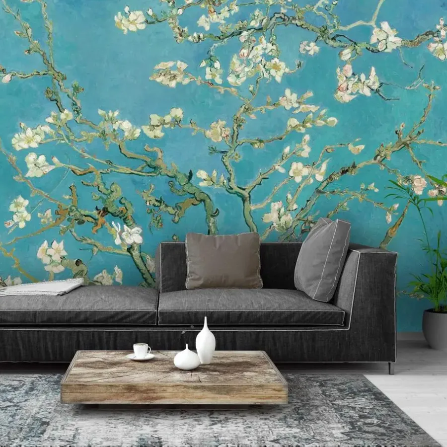 Behang-Reinders Fotobehang Van Gogh Amandelbloesem - 260 x 384cm - Blauw