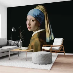 Behang-Reinders Fotobehang Vermeer Meisje met de parel - 260 x 384cm - Zwart