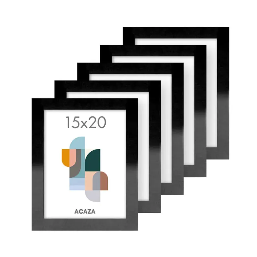 Merkloos Fotokader - Fotolijst - Set van 5- 15x20cm - MDF hout- Zwart