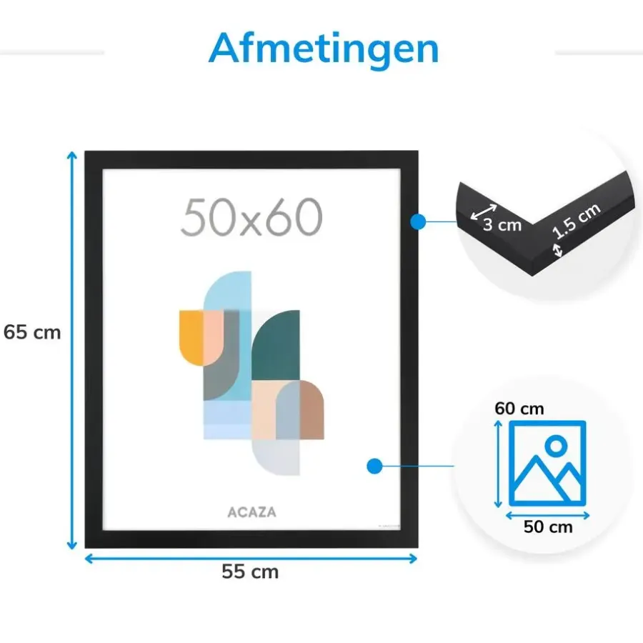 Fotolijsten-Merkloos Fotokader - Fotolijst - Wissellijst - 50x60 cm - MDF - Zwart