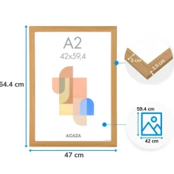 Merkloos Fotokader A2 Formaat - Fotolijst - 42 x 59,40 cm - MDF - Warme eik