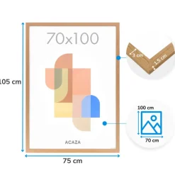 ACAZA Fotolijst - Wissellijst voor Posters - 70x100 cm - MDF - Warme Eik
