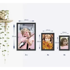 Merkloos Fotowand met Collage van 10 Fotolijsten - Multi Fotokaders in MDF, Zwart