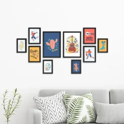 Merkloos Fotowand met Collage van 10 Fotolijsten - Multi Fotokaders in MDF, Zwart